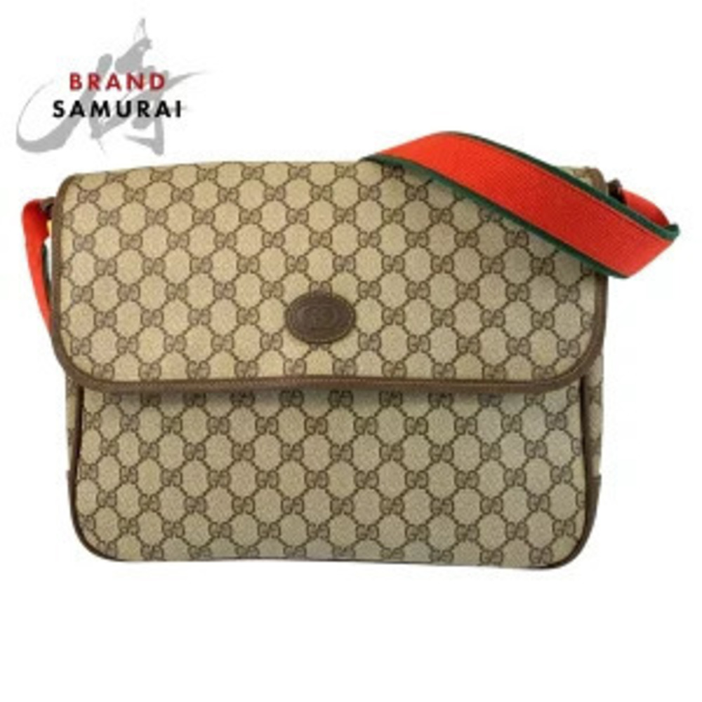 Gucci Sherry Shoulder Bag Messenger Beige Brown GG Supreme Canvas Leather